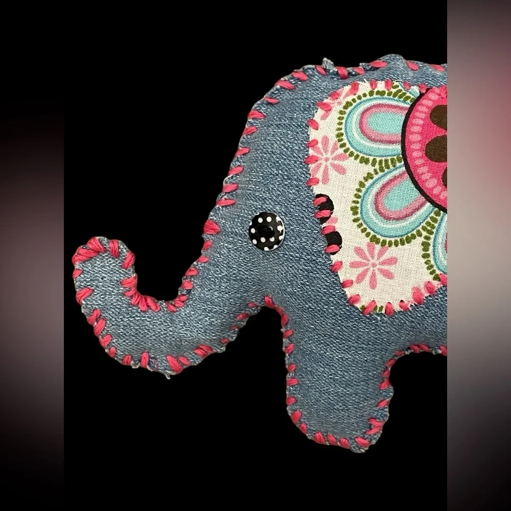 Handcrafted Denim Elephant Plush